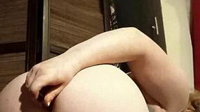 Busty Camgirl In Grey Fingers Her Tight Ass On Homemade Webcam