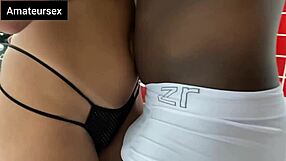 Naughty latina teen hides in bathroom for interracial assfucking