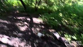 Redhead Slut Fucked Hard in Public Woods POV Outdoor Action