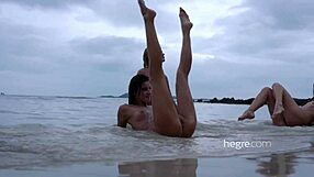 Four Beauty Girls Bare on Nude Beach
