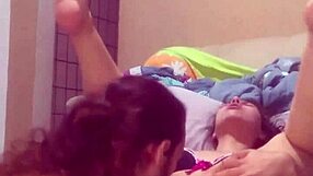 Latina couple enjoys amateur college fun with natural touches