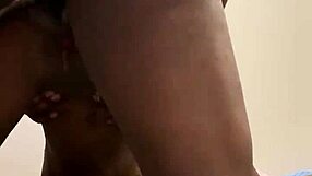 Petite ebony wife bent over for rough anal assfucking and creampie