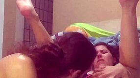 Latina couple enjoys amateur college fun with natural touches