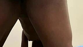 Petite ebony wife bent over for rough anal assfucking and creampie