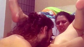 Latina couple enjoys amateur college fun with natural touches