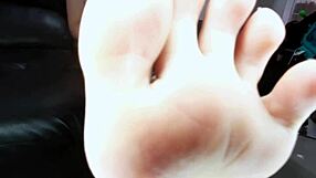 Beautiful Latina enjoys the smell of feet