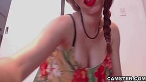 Big tits and ass redhead uses a dildo during having two dicks