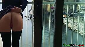 Italian babe hints at outdoor anal in public