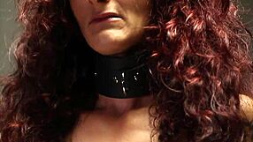 Electro torment with a big redhead MILF in a collar