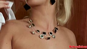 blonde babe in lingerie with carla cox style facial