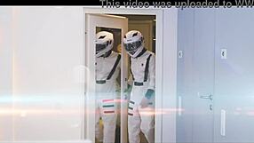 Wow, new year's threesome with siri and alice in space costumes!