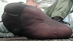 step gay dad causing a stink with sheer black socks at the local gym.