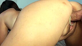 Female Condom Guide with Curvy Brunette Pussy Creampie.