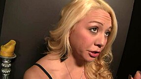 Golden Haired Brunette Gets Gloryhole Blowjob Deepthroat