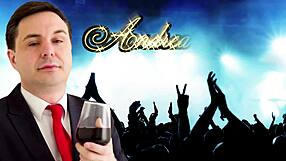 Lady Desirèe grips Andrea Diprè by the balls in femdom play