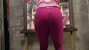 I see this blonde model with her athletic built body naked and masturbating