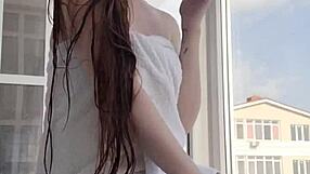 Beautiful redhead woman in a casual setting