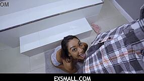 Big dick stretching Sarah Lace's tiny ebony pussy! 😱