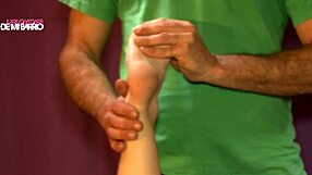 massage session with feet and some voyeur elements in european style