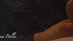 She moans in lingerie while teasing big cock with handjob