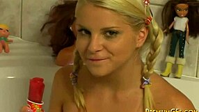 Youngkimmy intensely masturbates with toys in bubble bath