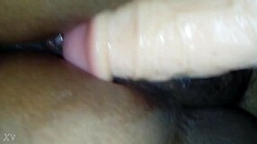 Sexual ready latina woman with big butt receives the 12-inch dildo from behind