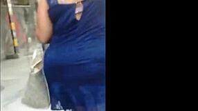 Amateur Milf with blue dress babe in a cuckold scene