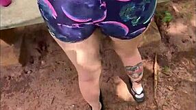 A Nicaraguan curvy latina gets wild in the park with nice big natural tits and nice big cock