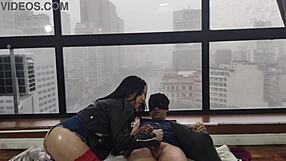 Gostosa fucks in window for everyone to watch kitty big ass!