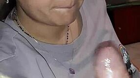 she gives blowjob while watching anal video, peruvian milf babe