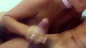 the bitch on a leash served the male by licking his ass and cum, leaving everything clean