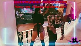 four gorgeous sluts suck big cock pov