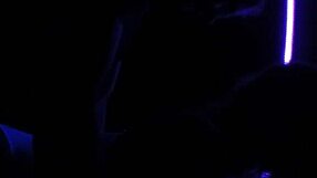 Carrie b explores blacklight sex with small tits