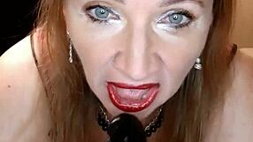 Milf In Stockings Strips Revealing Huge Tits And Plays With Dildo