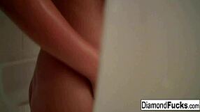 diamond steps into the shower, letting the water run over her big tits and ass as she masturbates