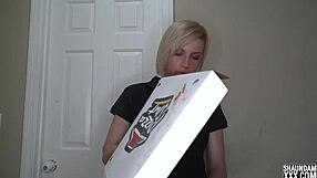 Blonde bombshell gets pounded in doggy style