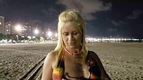 loira do tchan flashing at the beach with style