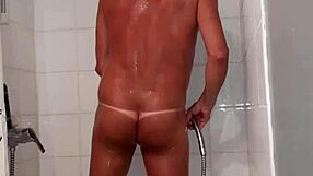 Excited French Male Showers Naughtily Alone