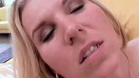 blonde with small tits gets a facial splash
