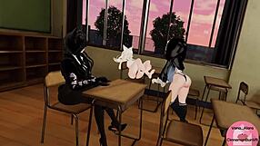 Dominating Feet of 3 Hot Girls in VRChat Scene