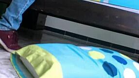 Busty petite 18+ teen fingered to orgasm, pussy wet.