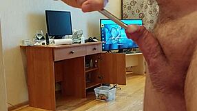 guyon sounding rod pushed deep into urethra in garage