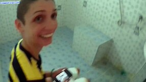Sex in public toilet ends with creampie