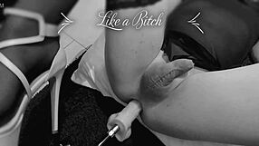 A transsexual sissy physically put into her place by a sex machine
