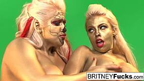 Gold Painted Lesbian Pornstars Fuck with Big Tits and Asses