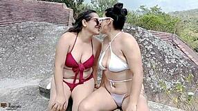 Hot Milf Lesbians Tease With Wet Pussy Play On Farm Stroll.