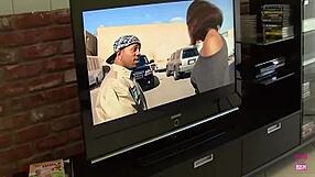 ebony bbw enjoys activities in garage setting