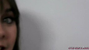 While the wife gets in on the action for a 3some, amateur teen's pussy filled with cum in car park