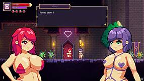 Hentai game: Steamy threesome with a nun, redhead, and musician
