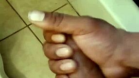 Stroking this big black cock feels so good and satisfying